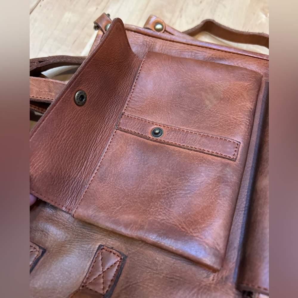 Distressed Multifunctional Backpack Crossbody Tote - image 8